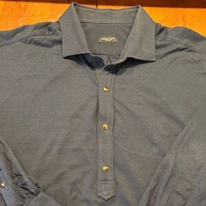 Proper Cloth Snap Front Popover Pique Shirt
